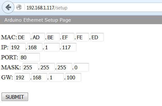 Το Arduino μπορεί να συνδεθεί σε ένα δίκτυο Ethernet μέσω της Ethernet Shield. Από τον περιηγητή ιστοσελίδων μπορούμε να δώσουμε τη διεύθυνση 192.168.1.117 και θα δούμε να εμφανίζεται η εικόνα 56.
