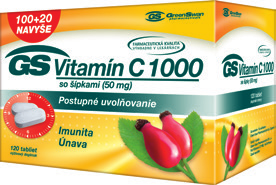 GS Vitamín C 500 so šípkami GS Ginkgo IMUNITA, VITAMÍNY Prípravok obsahuje vitamín C v špeciálnej tablete Time-Release, ktorá zaisťuje jeho postupné uvoľňovanie.