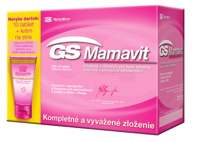 GS Mamavit GS Mamavit Prefolin + DHA PRE ŽENY GS Mamavit je prípravok s kompletným a vyváženým zložením vitamínov a minerálov určený pre: ženy, ktoré sa chystajú otehotnieť, tehotné ženy, dojčiace