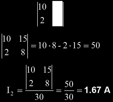 Λύση ενός συστήματος εξισώσεων 2 ης τάξης με ορίζουσες (6/6) Βήμα 4: Κατασκευάζουμε την ορίζουσα του I 2, αντικαθιστώντας τους συντελεστές του I 2 στη 2 η