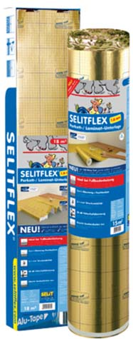 inovativne izolacije SELITflex Podloge z vgrajeno zaščito proti vlagi SELITFLEX 1,6 mm Aqua stop Idealno pri obstoječem talnem gretju!