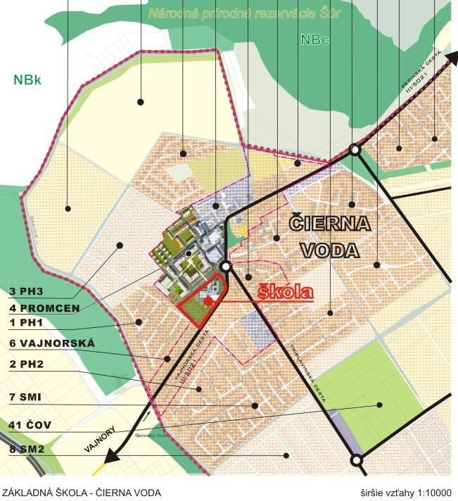 Lokalita Novej školy Centrum Čiernej Vody Pozn.: v obci stále prebieha intenzívna výstavba v 39 nových lokalitách, napr. : 5.
