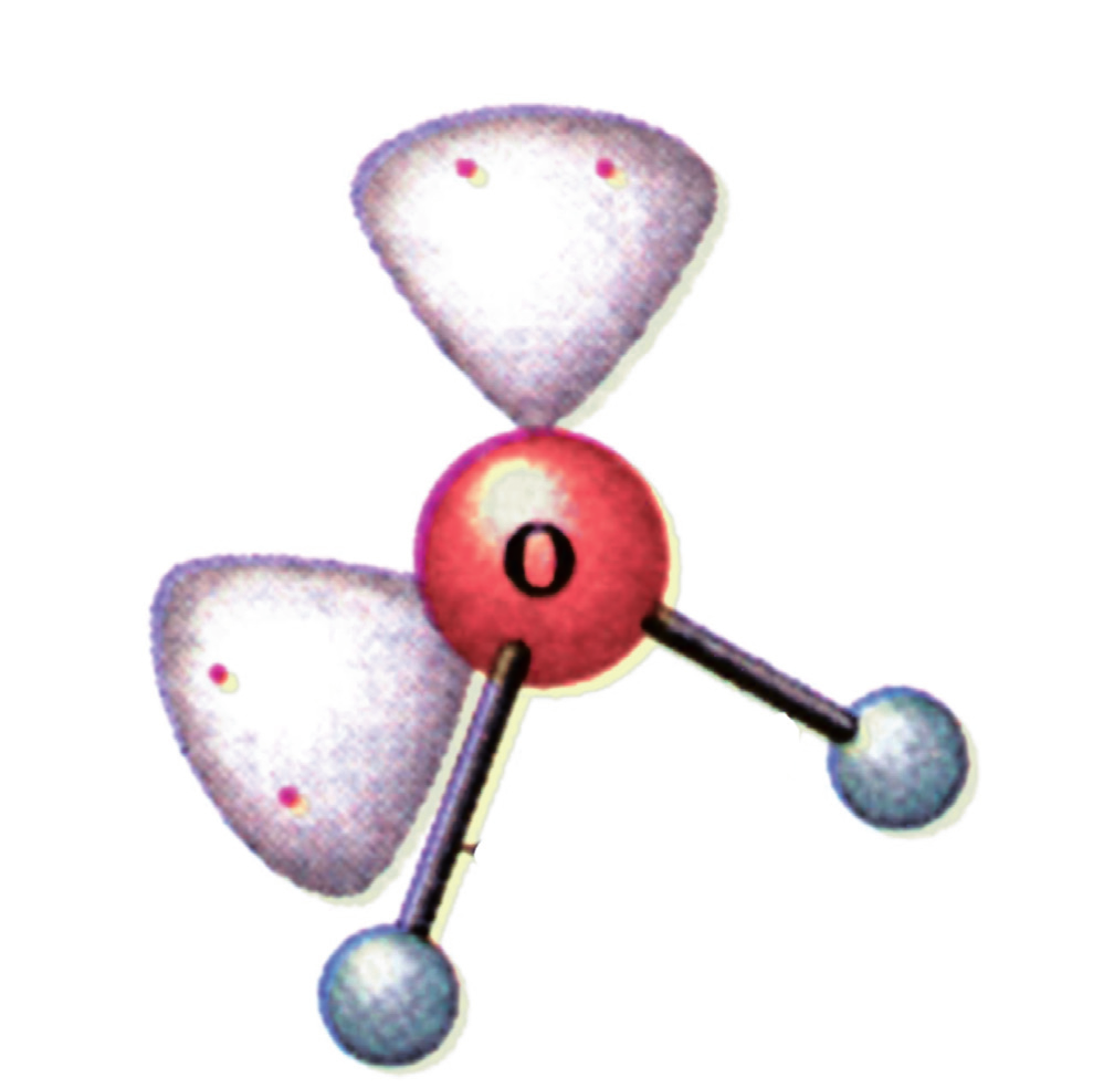 μοριακή δομή του (βλέπε σχήμα 5.1) και της μεγάλης αφθονίας του στη φύση. Ο 105º ΣΧΗΜΑ 5.1 Εικονική παρουσίαση της δομής του νερού με μοριακό μοντέλο.