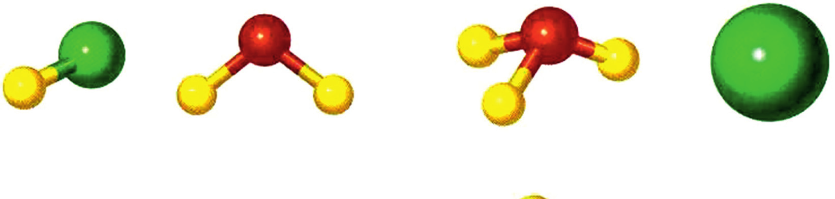 + + HCl + H 2 O H 3 O + + Cl - + + ΝΗ 3 + H 2 O ΝΗ 4 + + ΟΗ - ΣΧΗΜΑ 5.3 Εικονική παρουσίαση με μοριακά μοντέλα α.