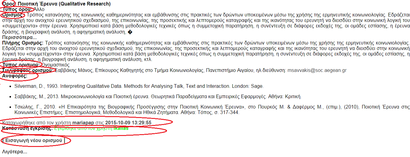 Αναζήτηση όρου που έχει εγκριθεί από τον διαχειριστή Οι πληροφορίες που