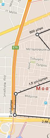 επιρροής, χάρτης 18), το οποίο και θα εξυπηρετείται από το τραμ, απέχει από την αγορά του Πειραιά 12-25 λεπτά αναλόγως κυκλοφοριακής συμφόρησης και 10-15 λεπτά από την αγορά της Καλλιθέας.