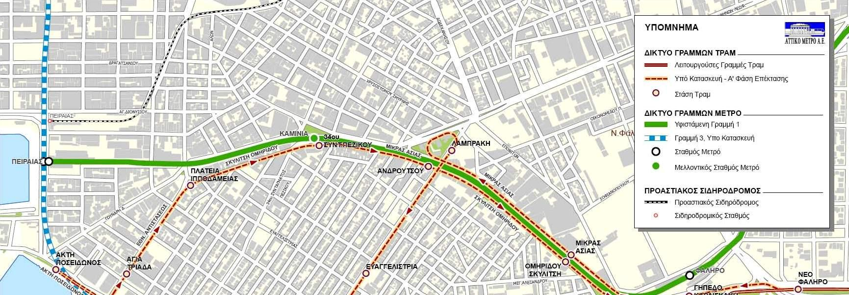 Χάρτης 1: Η επέκταση του τραμ στον Πειραιά Πηγή: http://www.athensmagazine.gr/portal/sooninathens/1027