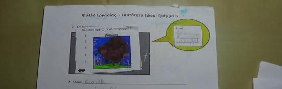 Έπειτα ζητήθηκε από κάθε ομάδα να προτείνει 1 ή και περισσότερα πιθανά ονόματα για το ζωάκι που επέλεξε, τα οποία να αρχίζουν από Β.