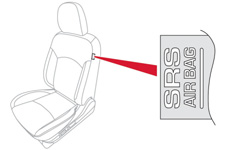 Bezpečnosť Kolenový airbag * Bočné airbagy Systém, ktorý chráni kolená vodiča v prípade prudkého čelného nárazu. Tento airbag je osadený do prístrojovej dosky, pod stĺpikom riadenia.