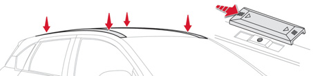 Praktické informácie Inštalácia strešných tyčí Z dôvodu zachovania bezpečnosti a obmedzenia poškodenia strechy je potrebné používať priečne strešné tyče, homologizované pre vaše vozidlo.