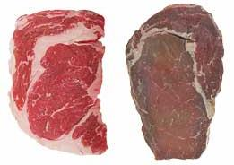 Oxidácia bielkovín Myoglobín je proteín, ktorý určuje farbu mäsa a