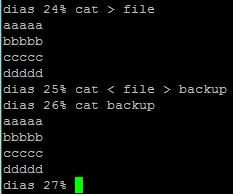 Διπλή ανακατεύθυνση cat < file > backup Εμφάνιση των περιεχομένων του αρχείου