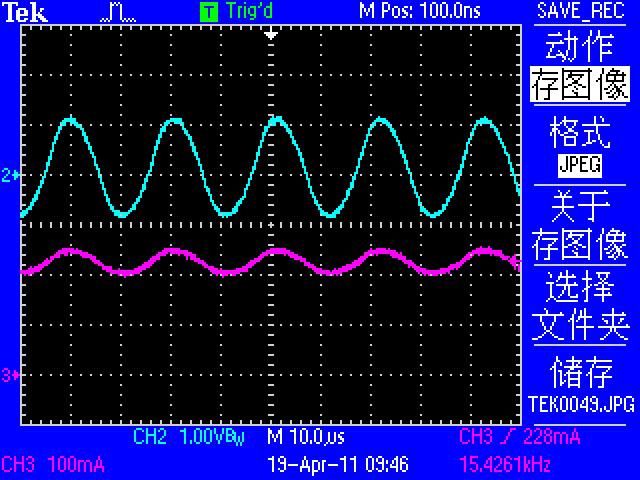 24pcs LED in series FIGURE 6 RIPPLE VOLTAGE AND CURRENT 8.