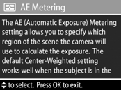 µ Help... (...) - µ Capture ( ). Help... (...) µ Capture ( ) µ. µ, OK Help... (...) -µ AE Metering ( ), µ AE Metering ( ),. µ µ µ.