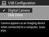 USB Configuration ( µ USB) OK µ USB µ Setup ( µ ), µ -µ USB Configuration ( µ USB). - µ µ µ µ µ. Digital Camera ( µ )- µ µ µ Picture Transfer Protocol (PTP).