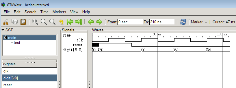 Δημιουργία του αρχείου VCD και οπτικοποίηση κυματομορφών Μπλοκ λογικής για τη δημιουργία αρχείου VCD // Write simulation data to a VCD waveform file.