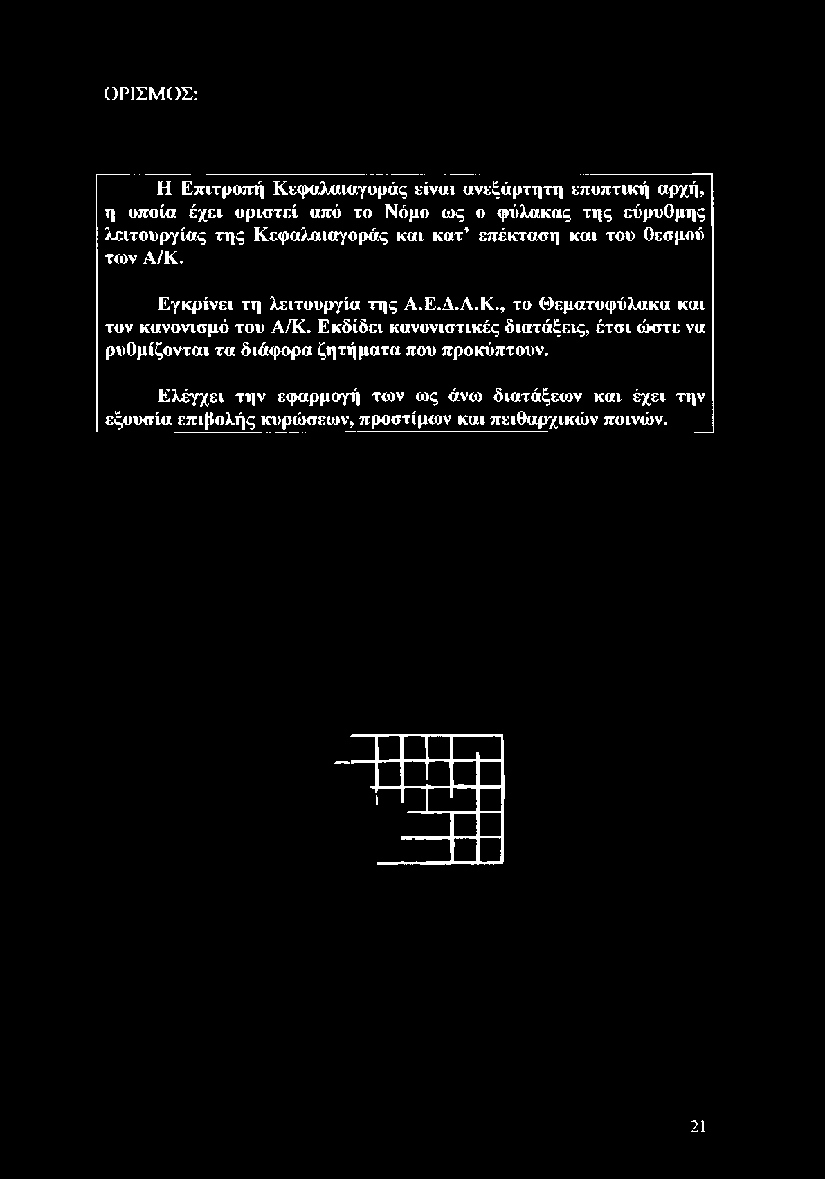 Εγκρίνει τη λειτουργία της Α.Ε.Δ.Α.Κ.