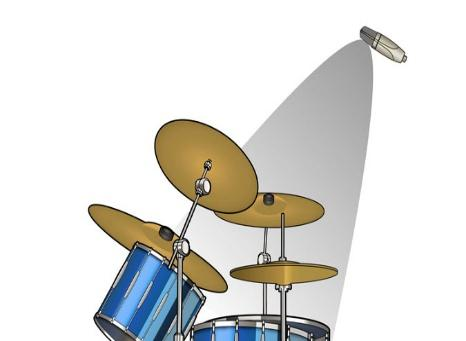 Πρέπει να κρατήσεις το μικρόφωνο σε άξονα με το drum kit καθώς μετακινείς τα overhead μπροστά η πίσω.