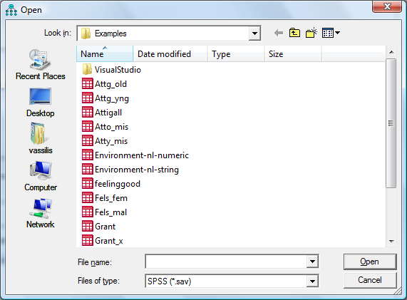 Εισαγωγή (επιλογή) αρχείου δεδομένων Από την μπάρα εντολών επιλέγεται File Data Files στην συνέχεια από την θυρίδα