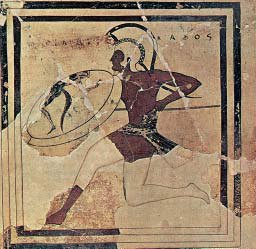 Αθηναίος οπλίτης σε γραπτή πλάκα (Αθήνα, Μουσείο Ακρόπολης). ΑΠΟ ΤΟΥΣ ΝΟΜΟΥΣ ΤΟΥ ΡΑΚΟΝΤΑ Πολιτικά δικαιώματα δίνονταν σε αυτούς που είχαν τη δυνατότητα να φέρουν όπλα.