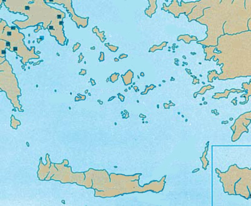 Χίος Σάμος Πάρος Φρούριο Σπεδός ΚΡΗΤΗ Κνωσός Κάρπαθος Φαιστός Οι Κυκλάδες της Εποχής του Χαλκού. Στη 2η χιλιετία π.χ. οι Κυκλάδες έχουν επαφές με την ηπειρωτική Ελλάδα αρχικά και στη συνέχεια με την Κρήτη.