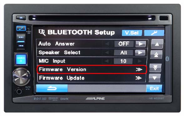 4. Επιβεβαιώνοντας την ενημέρωση 1. Στο μενού "Bluetooth Setup, πιέστε "Firmware Version" 2.