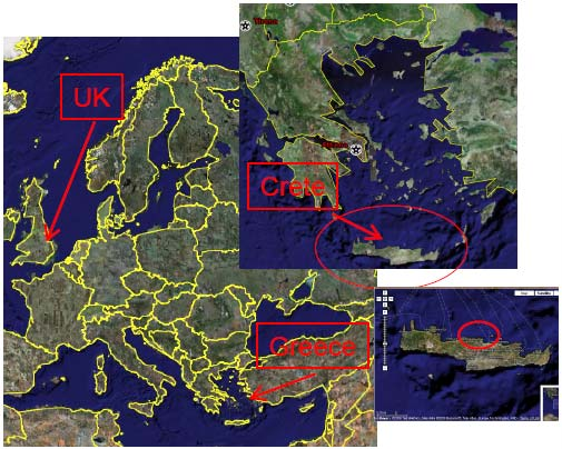 Fig. 1: Geographic overview: Satellite images defining the area of interest (Google Earth & Google Maps, 2008) 2. STUDY AREA 2.