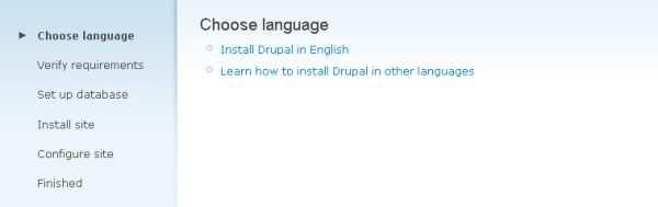 Στην συνέχεια επιστρέφουµε στο http://my.drupal/ όπου έχουµε τα αρχεία µας. Εικόνα 4.4.5.3: Drupal (localhost/my.
