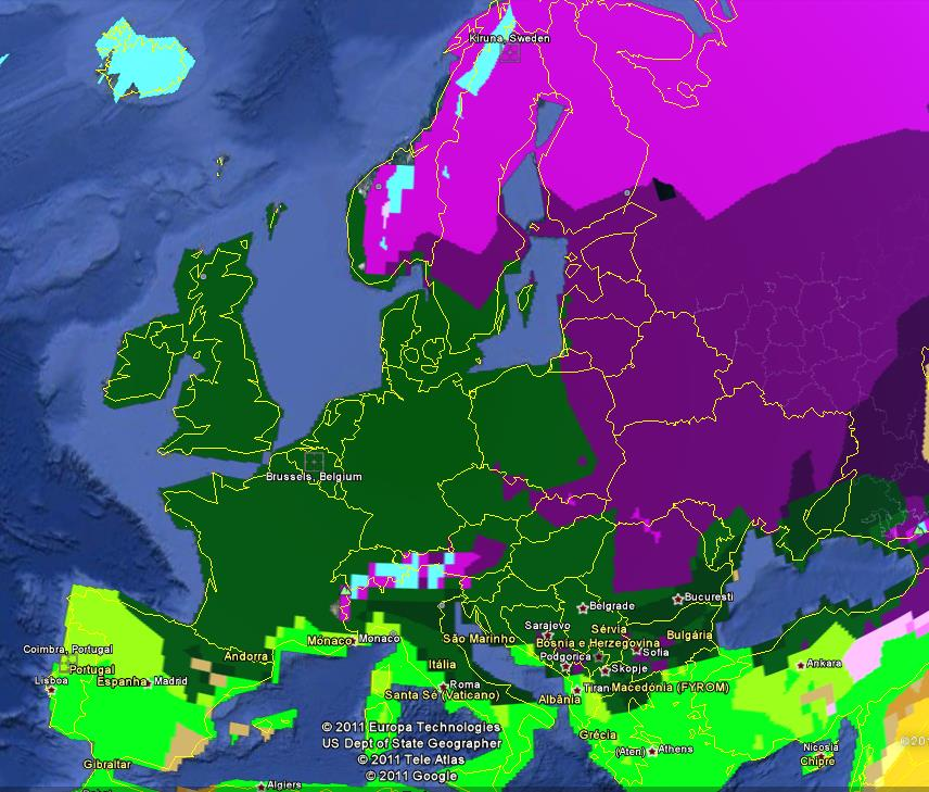 κατευθύνσεις (S, W, N, E) Ποσοστό νύχτας για κάθε μέρα Κλιματικές περιοχές (5 δυνατές