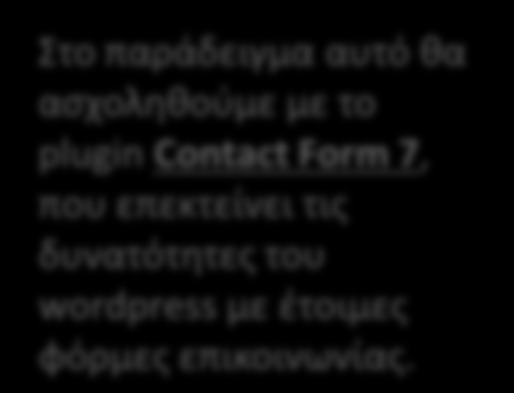 του. Στο παράδειγμα αυτό θα ασχοληθούμε με το plugin Contact Form 7,