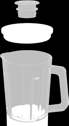 (Mit dem Messbecher können Zutaten hinzugefügt werden, während der Mixer läuft. Um Spritzer zu vermeiden, die Einfüllöffnung danach sofort wieder verschließen.) Vorsicht!
