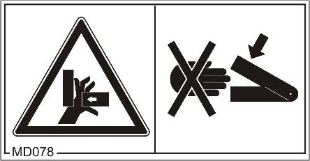 Γενικές οδηγίες ασφαλείας Αριθμός παραγγελίας και επεξήγηση Προειδοποιητική εικόνα MD 078 Κίνδυνος σύνθλιψης των δαχτύλων ή του χεριού από κινούμενα, προσβάσιμα μηχανικά μέρη!