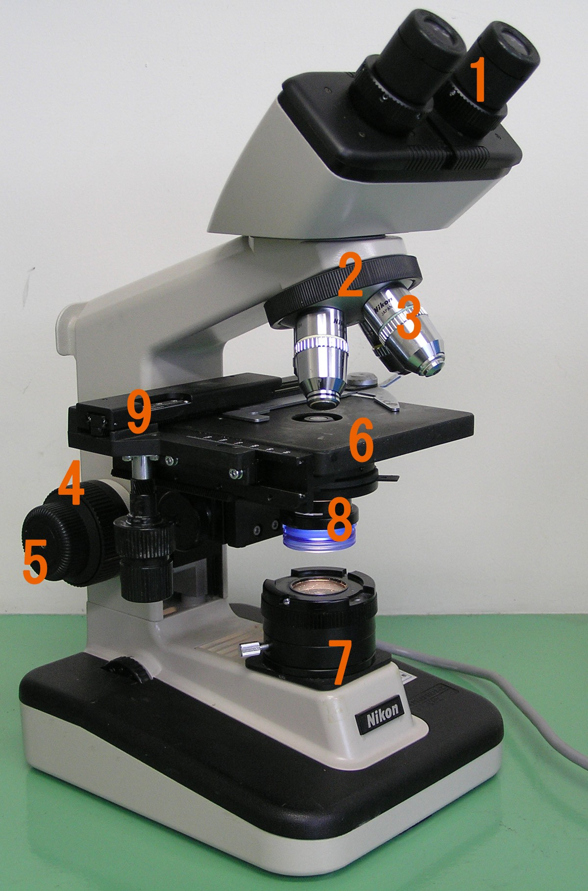 Componentele microscopului optic cu fond clar 1.