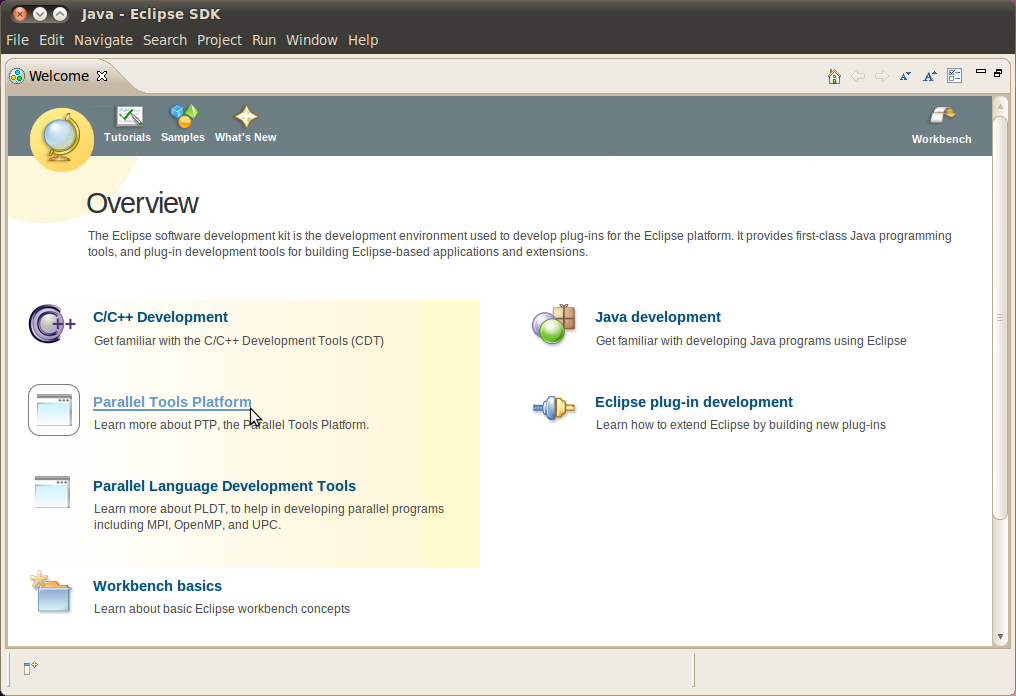 Επιλέγοντας το Parallel Tools Platform ή το Parallel