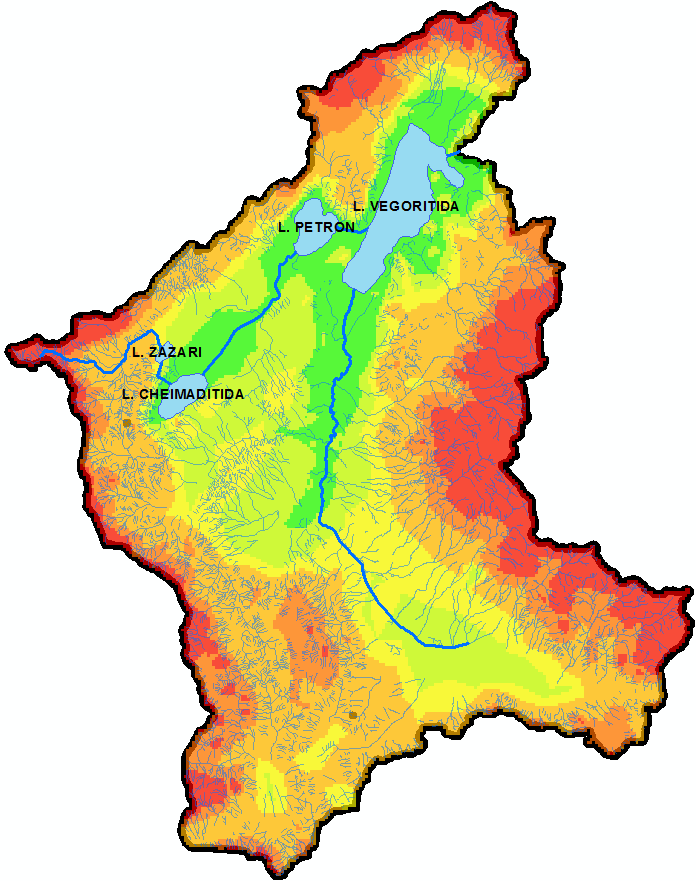 Η περιοχή των λιμνών Οι λίμνες Ζάζαρη, Χειμαδίτιδα, Πετρών και Βεγορίτιδα βρίσκονται στο ΥΔ της Δυτικής