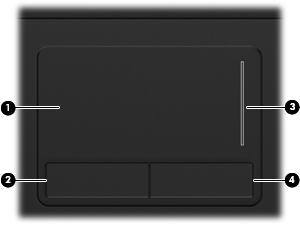1 Χρήση συσκευών δείκτη Στοιχείο Περιγραφή (1) TouchPad* Μετακινεί το δείκτη και επιλέγει ή ενεργοποιεί στοιχεία στην οθόνη.