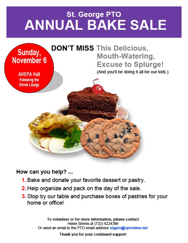 Volunteers are needed to bake, pack pastries on the day of the sale, and selling of pastries. To volunteer or for more information, please send an email to stgpto@optonline.net.
