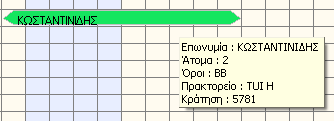 Υπάρχει και η δυνατότητα να δημιουργήσουμε μια γρήγορη κράτηση δίνοντας μόνο το δωμάτιο και τις ημερομηνίες άφιξης και αναχώρησης. Με δεξί κλικ στην επιλεγμένη ζώνη εμφανίζεται η default κράτηση.