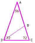 χρυσού τριγώνου είναι 36 ο, είναι φανερό ότι το κανονικό δεκάγωνο θα διαιρείται από τις ακτίνες του σε δέκα