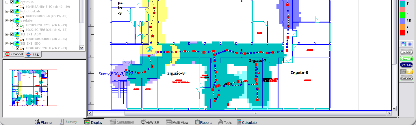 Εικόνα 25. Κάλυψη 1 ο Ορόφου ΤΕ_ΣΤΕΦ από άλλα Access Points με βάση την ταχύτητα σύνδεσης (Mbps) Εικόνα 43 Κάλυψη 1ο Ορόφου ΤΕ_ΣΤΕΦ από άλλα Access Points με βάση την ταχύτητα σύνδεσης (Mbps).