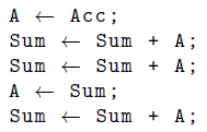 Running example Compute z=4*x+2*y Acc=x, Sum=Z αποθήκευσε