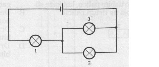 13.1 Na baterijo z zanemarljivim notranjim uporom so priključene tri enake žarnice, kot kaže slika. Prva žarnica ima upor 1,0, druga in tretja pa 2,0.