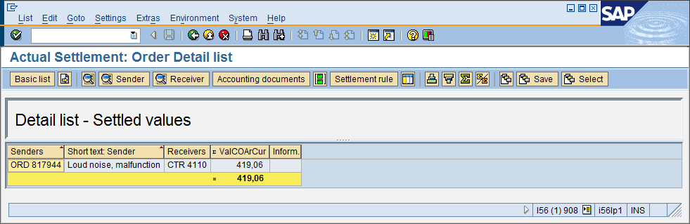 Maintenance Processing Order Change (Transaction Code IW32) Στο πεδίο Order συμπληρώστε τον κωδικό της Εντολής σας.