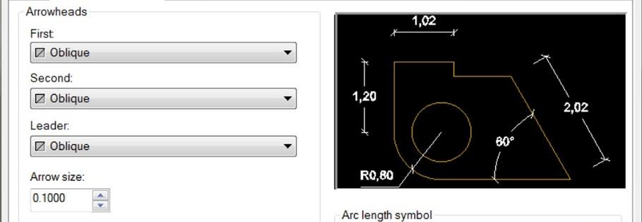 Η εντολή Dimension 4/9 Από την επιλογή Symbols and Arrows όπου Arrowheads (οι αιχμές των άκρων) επιλέγω Oblique