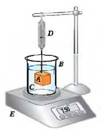 Ασκήσεις 1. Σώμα κρεμασμένο από ζυγό D είναι πλήρως βυθισμένο σε υγρό C που εμπεριέχεται σε δοχείο Β. Η μάζα του δοχείου είναι 1,00 kg, η μάζα του υγρού είναι 1,80 kg.
