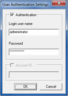 Προετοιμασία πριν από τη χρήση 7 Επιλέξτε το πλαίσιο ελέγχου δίπλα από την επιλογή Authentication, εισάγετε το "Login User Name" (έως 64 χαρακτήρες) και το "Password" (έως 64 χαρακτήρες) και κάντε