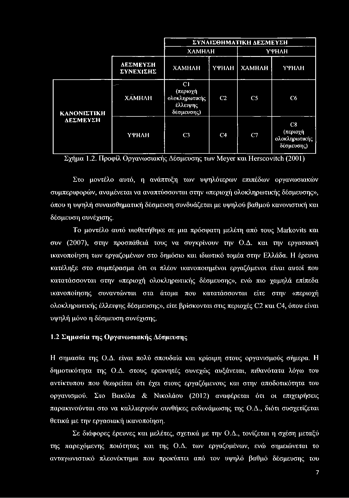 Το μοντέλο αυτό υιοθετήθηκε σε μια πρόσφατη μελέτη από τους Markovits και συν (2007), στην προσπάθειά τους να συγκρίνουν την Ο.Δ.