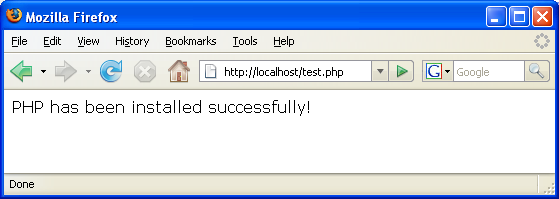 Εγκατάσταση της PHP5 Αποθηκεύστε το αρχείο με ονομασία test.php στην διεύθυνση που βρίσκεται ο htdocs φάκελος.