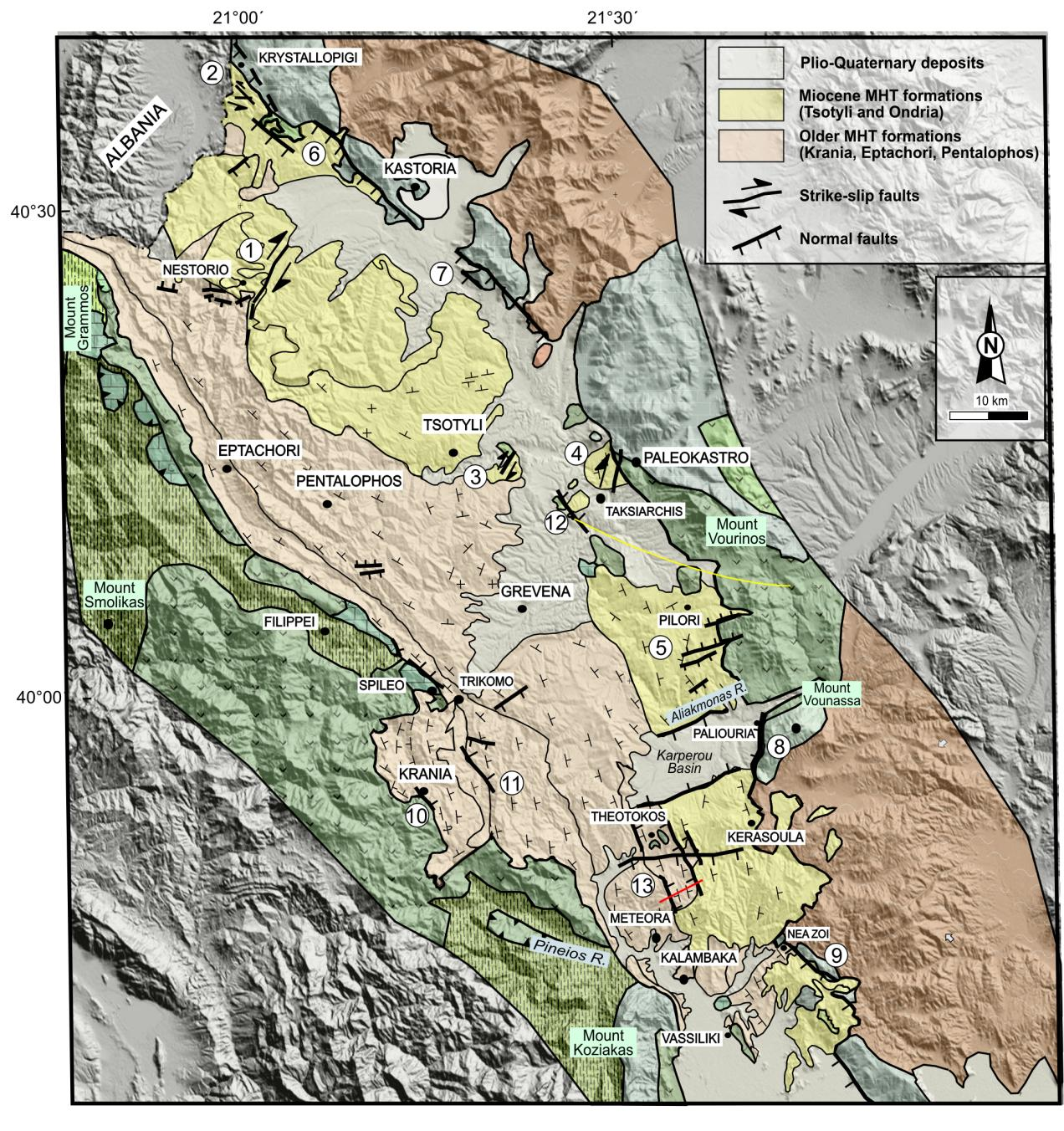 Fig. 38. Faults developed in the whole area of MHT after the Middle Miocene.
