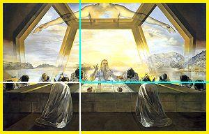 Στο "Το μυστήριο του Μυστικού Δείπνου", ο Salvador Dali πλαισιώνει τον πίνακα του σε ένα χρυσό ορθογώνιο.